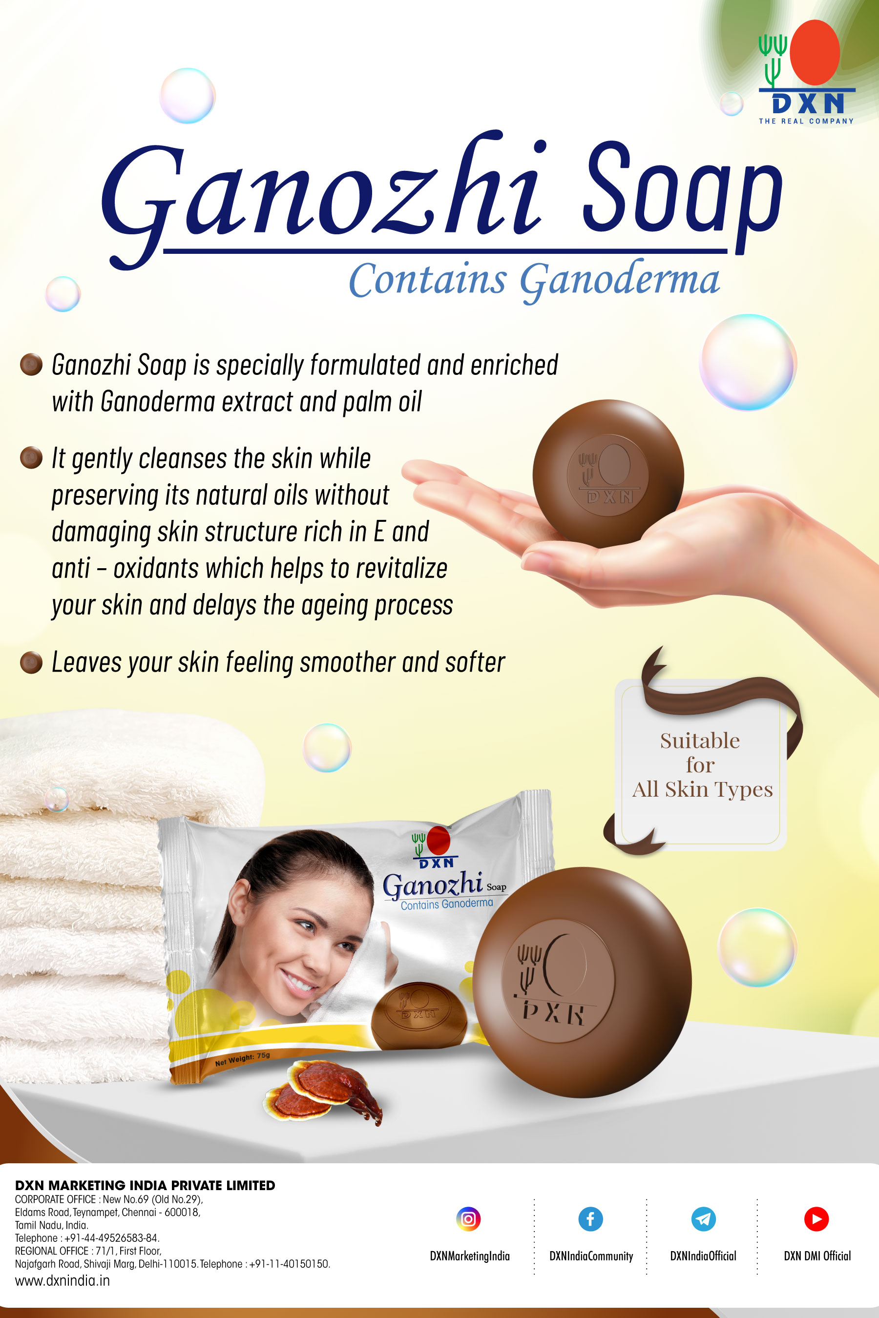 DXN Gano Soap – Ganoderma Herbal Soap 75 g (Pack of 2) - Image 2